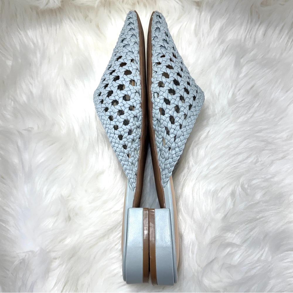 💖 Sincerly Jules Light Blue Pointed-Toe Woven Mules Sz 9 - Picture 4 of 11